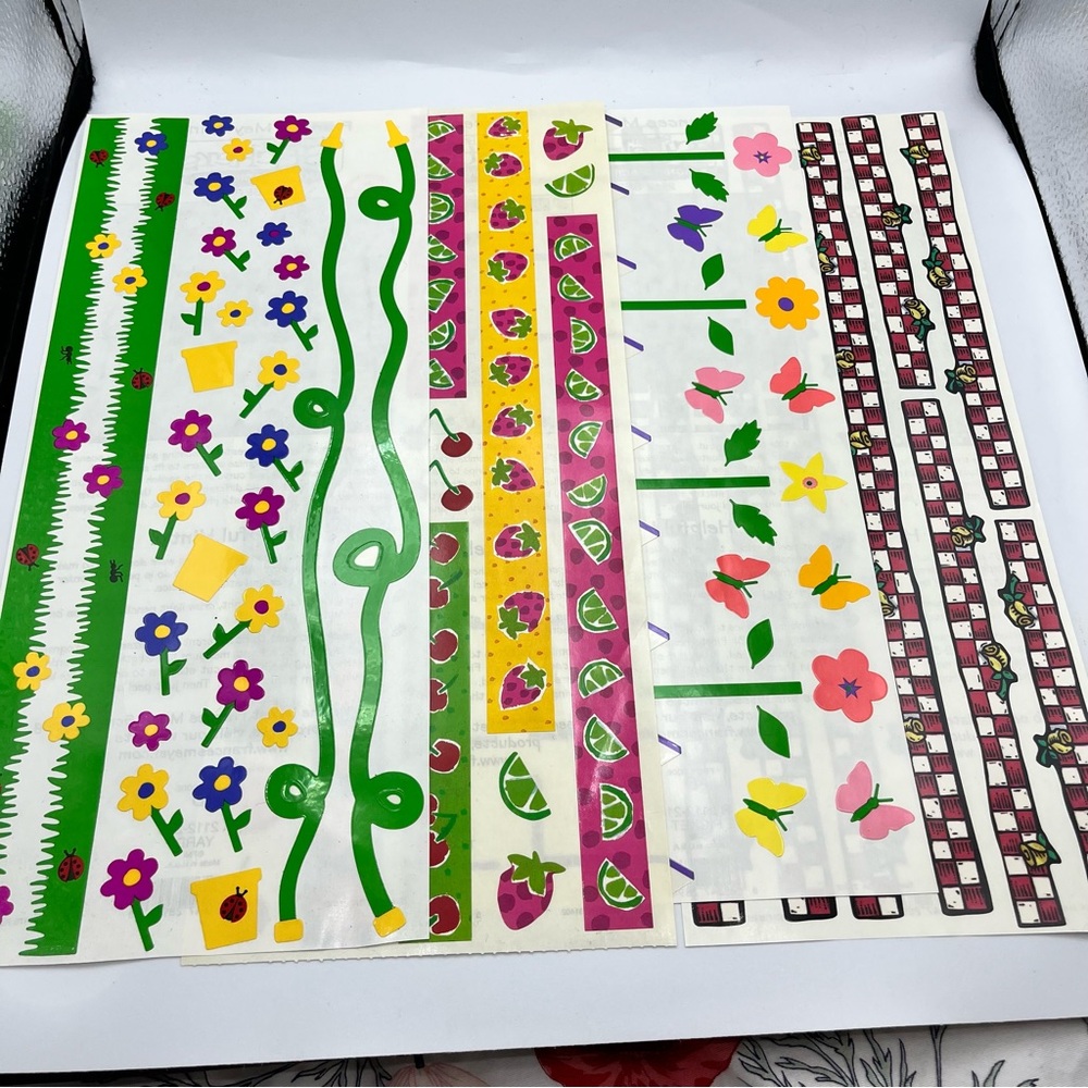 Set of 4 Colorful Floral and Fruit Party Stickers